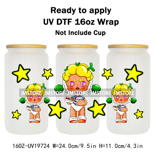 Trendy Toy Brand Dreamy Girls Cute Cartoon UV DTF Transfer Stickers Ready To Apply For 16OZ Libbey Glass Bottle Tumbler Cup Wrap