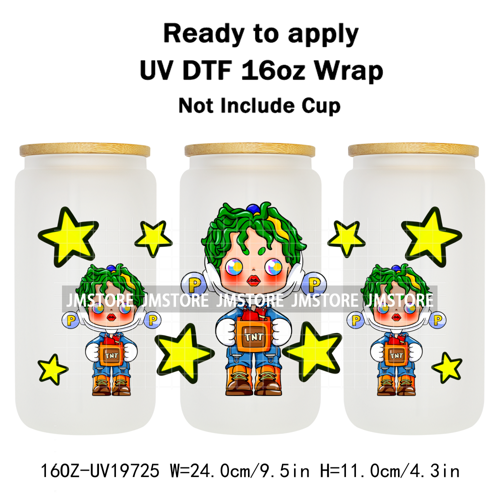 Trendy Toy Brand Dreamy Girls Cute Cartoon UV DTF Transfer Stickers Ready To Apply For 16OZ Libbey Glass Bottle Tumbler Cup Wrap