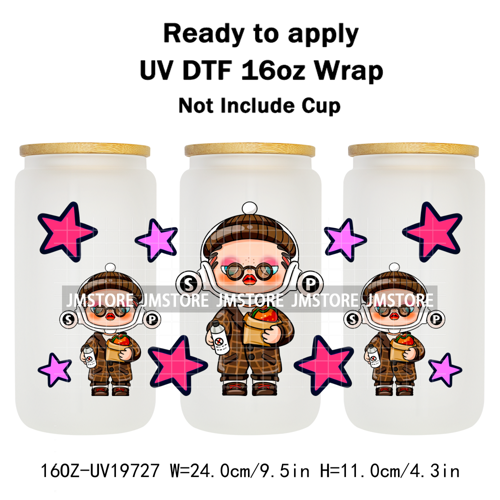 Trendy Toy Brand Dreamy Girls Cute Cartoon UV DTF Transfer Stickers Ready To Apply For 16OZ Libbey Glass Bottle Tumbler Cup Wrap