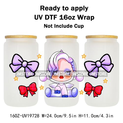 Trendy Toy Brand Dreamy Girls Cute Cartoon UV DTF Transfer Stickers Ready To Apply For 16OZ Libbey Glass Bottle Tumbler Cup Wrap