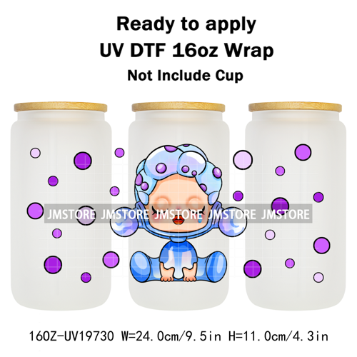 Trendy Toy Brand Dreamy Girls Cute Cartoon UV DTF Transfer Stickers Ready To Apply For 16OZ Libbey Glass Bottle Tumbler Cup Wrap