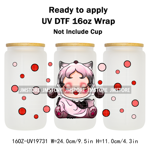 Trendy Toy Brand Dreamy Girls Cute Cartoon UV DTF Transfer Stickers Ready To Apply For 16OZ Libbey Glass Bottle Tumbler Cup Wrap