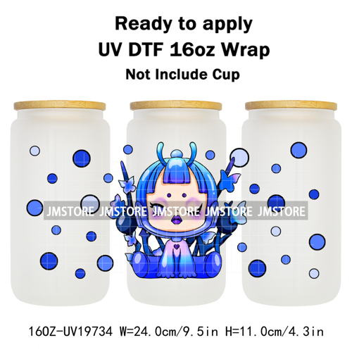 Trendy Toy Brand Dreamy Girls Cute Cartoon UV DTF Transfer Stickers Ready To Apply For 16OZ Libbey Glass Bottle Tumbler Cup Wrap