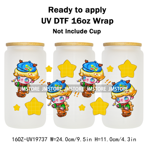 Trendy Costumes Boy Cartoon Character 16OZ UV DTF Cup Wraps Ready To Apply Waterproof Transfer Stickers For Libbey Glass Can Mug