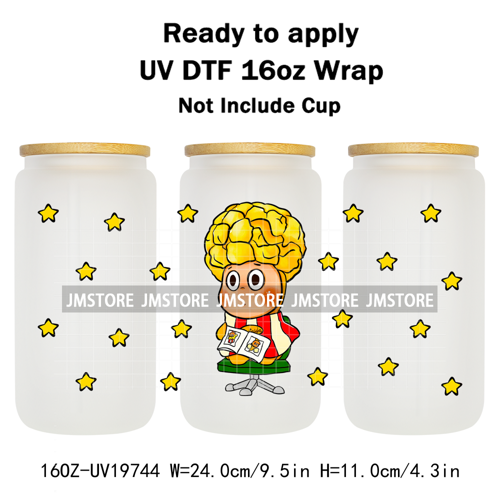 Pop Cartoon Twinkle Stars Mystery Monster UV DTF Wraps Transfer Sticker Waterproof High Quality For 16OZ Libbey Glass Can Bottle