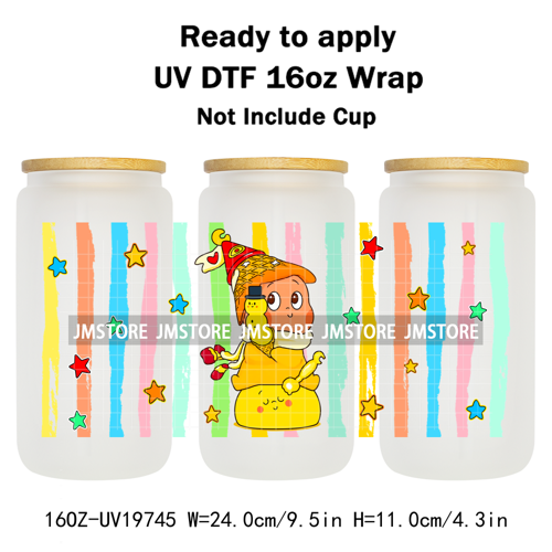 Pop Cartoon Twinkle Stars Mystery Monster UV DTF Wraps Transfer Sticker Waterproof High Quality For 16OZ Libbey Glass Can Bottle