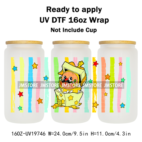 Pop Cartoon Twinkle Stars Mystery Monster UV DTF Wraps Transfer Sticker Waterproof High Quality For 16OZ Libbey Glass Can Bottle
