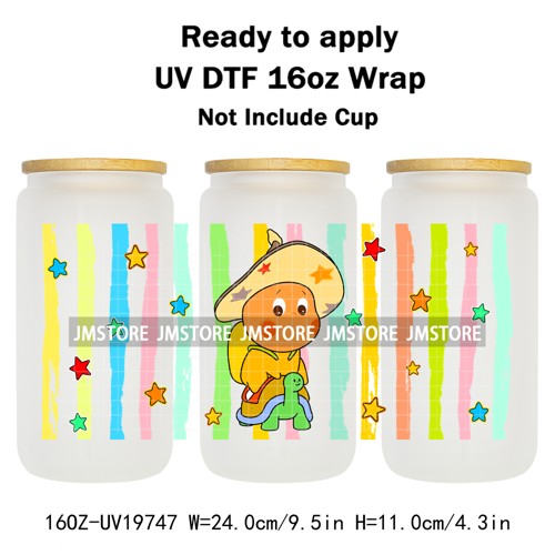Pop Cartoon Twinkle Stars Mystery Monster UV DTF Wraps Transfer Sticker Waterproof High Quality For 16OZ Libbey Glass Can Bottle