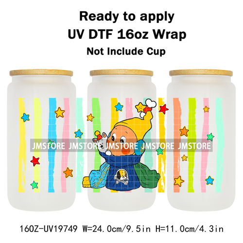 Pop Cartoon Twinkle Stars Mystery Monster UV DTF Wraps Transfer Sticker Waterproof High Quality For 16OZ Libbey Glass Can Bottle