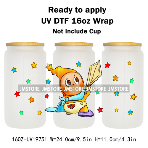 Pop Cartoon Twinkle Stars Mystery Monster UV DTF Wraps Transfer Sticker Waterproof High Quality For 16OZ Libbey Glass Can Bottle