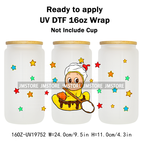 Pop Cartoon Twinkle Stars Mystery Monster UV DTF Wraps Transfer Sticker Waterproof High Quality For 16OZ Libbey Glass Can Bottle