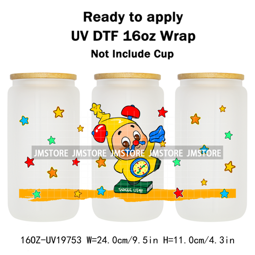Pop Cartoon Twinkle Stars Mystery Monster UV DTF Wraps Transfer Sticker Waterproof High Quality For 16OZ Libbey Glass Can Bottle