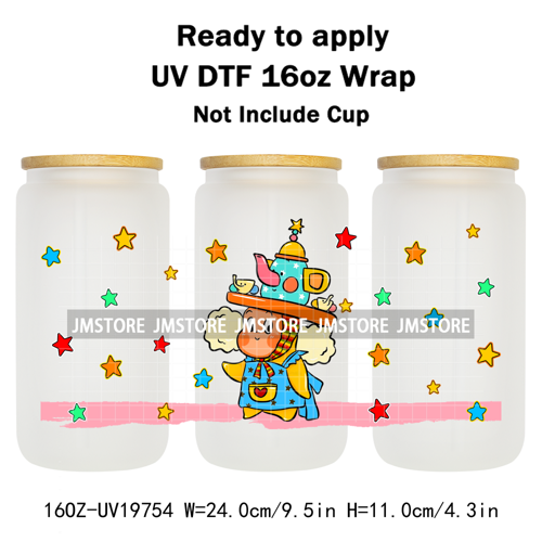 Pop Cartoon Twinkle Stars Mystery Monster UV DTF Wraps Transfer Sticker Waterproof High Quality For 16OZ Libbey Glass Can Bottle