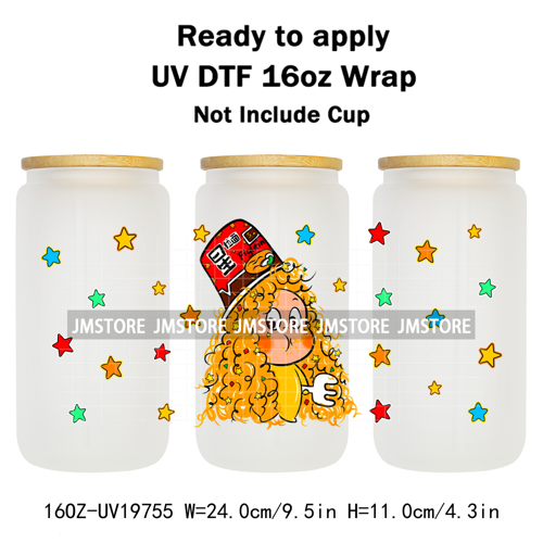 Pop Cartoon Twinkle Stars Mystery Monster UV DTF Wraps Transfer Sticker Waterproof High Quality For 16OZ Libbey Glass Can Bottle
