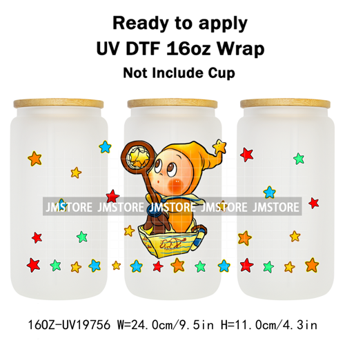 Pop Cartoon Twinkle Stars Mystery Monster UV DTF Wraps Transfer Sticker Waterproof High Quality For 16OZ Libbey Glass Can Bottle