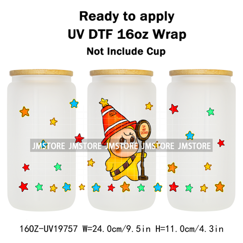 Pop Cartoon Twinkle Stars Mystery Monster UV DTF Wraps Transfer Sticker Waterproof High Quality For 16OZ Libbey Glass Can Bottle