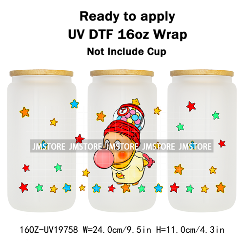 Pop Cartoon Twinkle Stars Mystery Monster UV DTF Wraps Transfer Sticker Waterproof High Quality For 16OZ Libbey Glass Can Bottle