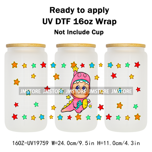 Pop Cartoon Twinkle Stars Mystery Monster UV DTF Wraps Transfer Sticker Waterproof High Quality For 16OZ Libbey Glass Can Bottle