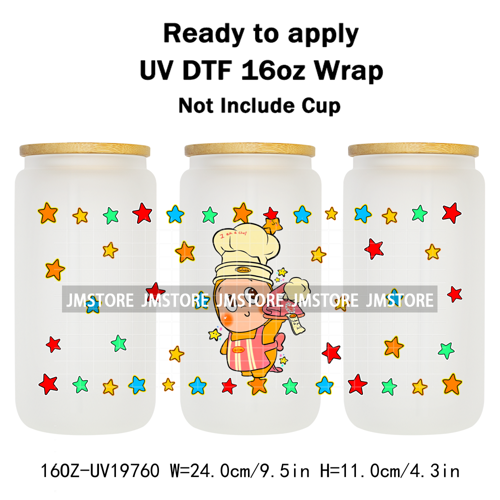 Pop Cartoon Twinkle Stars Mystery Monster UV DTF Wraps Transfer Sticker Waterproof High Quality For 16OZ Libbey Glass Can Bottle