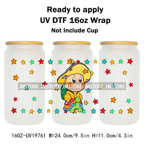 Pop Cartoon Twinkle Stars Mystery Monster UV DTF Wraps Transfer Sticker Waterproof High Quality For 16OZ Libbey Glass Can Bottle