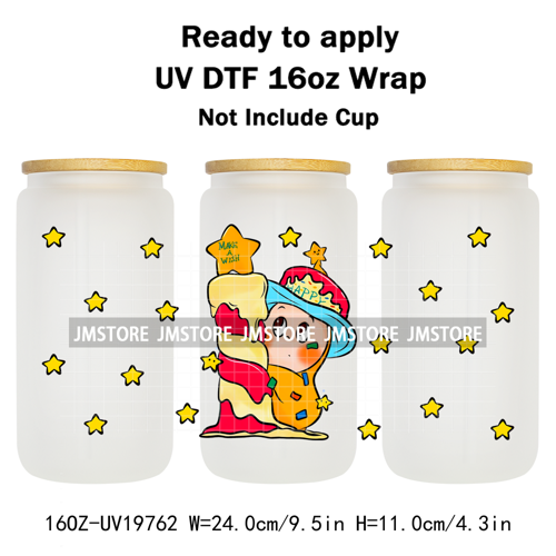 Pop Cartoon Twinkle Stars Mystery Monster UV DTF Wraps Transfer Sticker Waterproof High Quality For 16OZ Libbey Glass Can Bottle