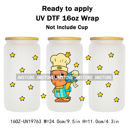 Pop Cartoon Twinkle Stars Mystery Monster UV DTF Wraps Transfer Sticker Waterproof High Quality For 16OZ Libbey Glass Can Bottle