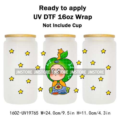 Pop Cartoon Twinkle Stars Mystery Monster UV DTF Wraps Transfer Sticker Waterproof High Quality For 16OZ Libbey Glass Can Bottle