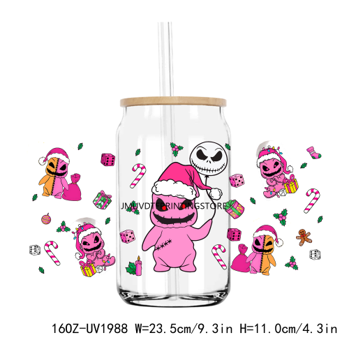 Christmas Cartoon Grinch 16OZ UV DTF Cup Wrap Transfers Stickers Custom Labels DIY Durable Waterproof Logo For Libbey Glass Can