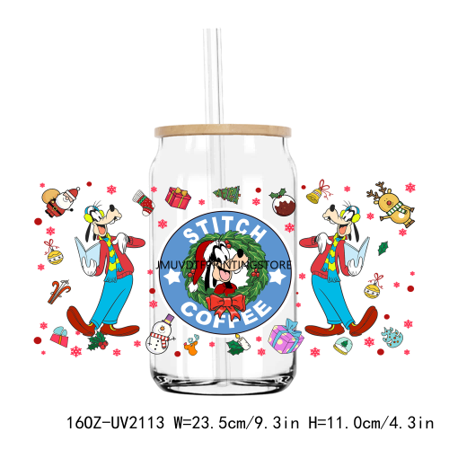 Christmas Cute Cat Honey Bear 16OZ UV DTF Cup Wrap Transfer Stickers Custom Labels DIY  Waterproof Logo For Libbey Glass Can