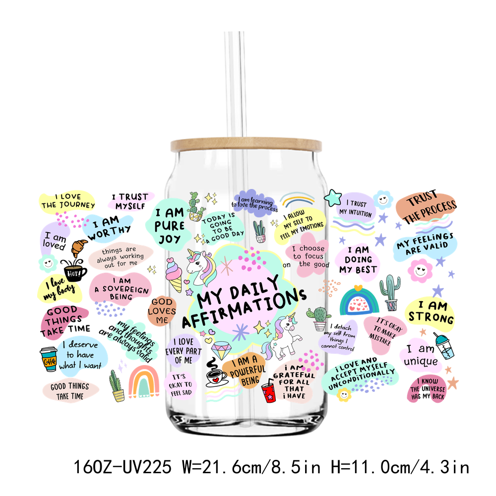 Positive Thinking Affirmations 16OZ UV DTF Stickers Wrap