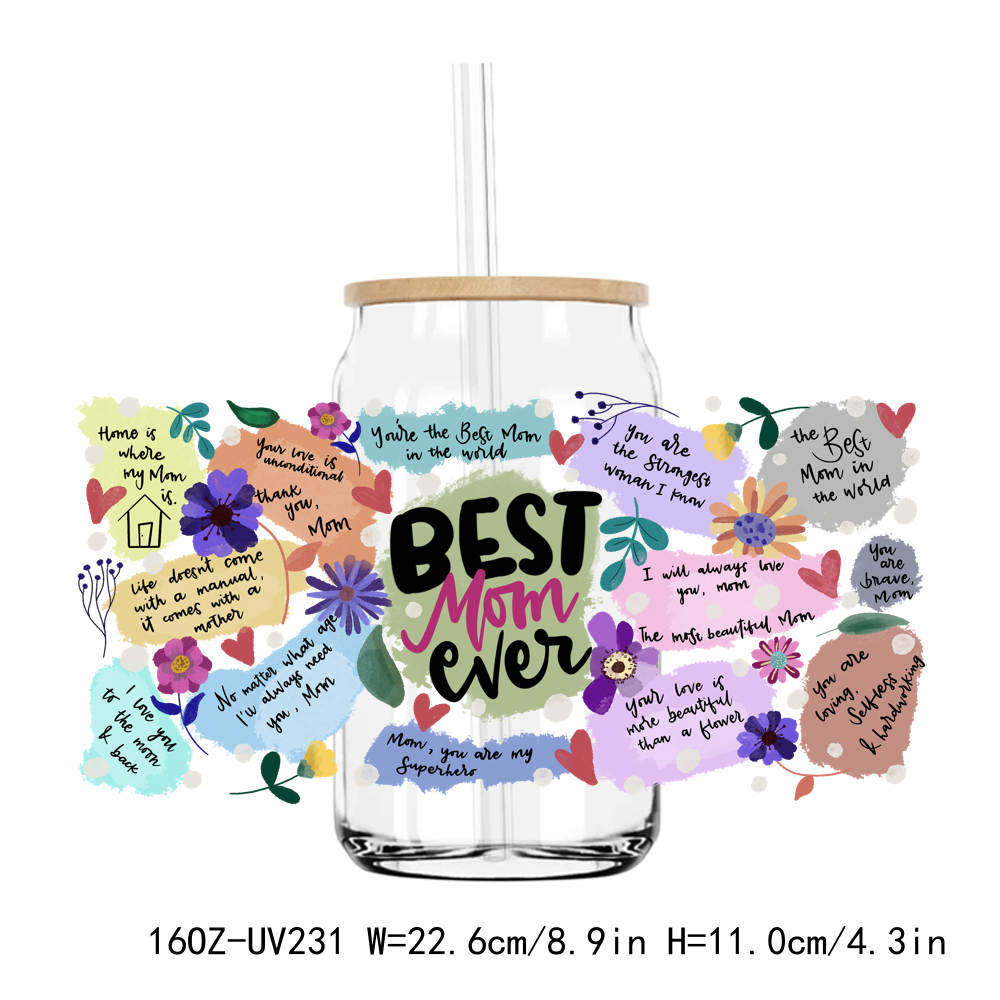 Best Mom Mama 16OZ UV DTF Stickers Wrap