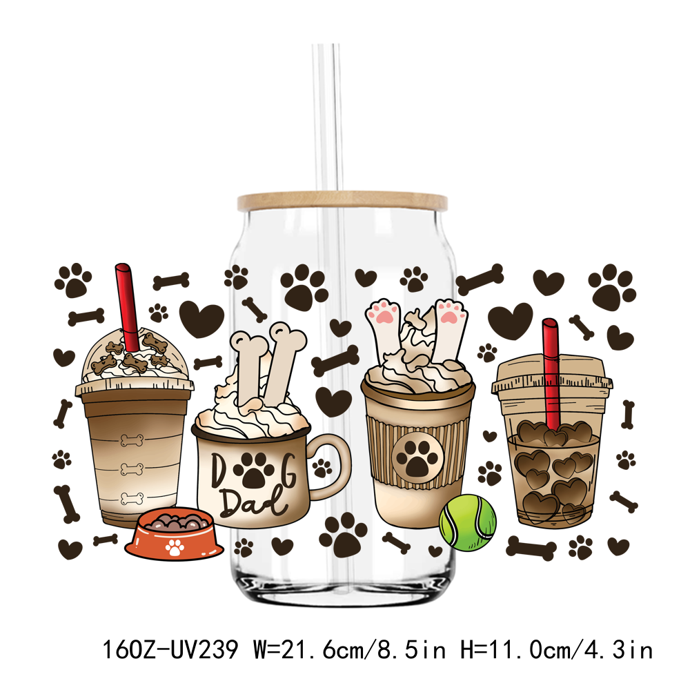 Dog Mom Paw Print 16OZ UV DTF Stickers Wrap