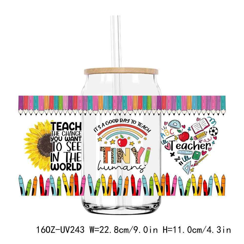 Teacher Love Floral 16OZ UV DTF Stickers Wrap