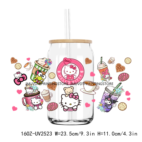 Cute Cats Cartoon Anime Animals UV DTF Sticker For 16OZ Libbey Glass Cup Can Wrap Transfer Sticker Custom Labels DIY Logo