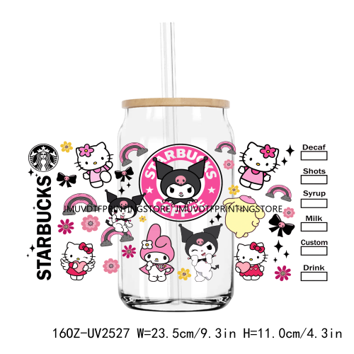 Cute Cats Cartoon Anime Animals UV DTF Sticker For 16OZ Libbey Glass Cup Can Wrap Transfer Sticker Custom Labels DIY Logo