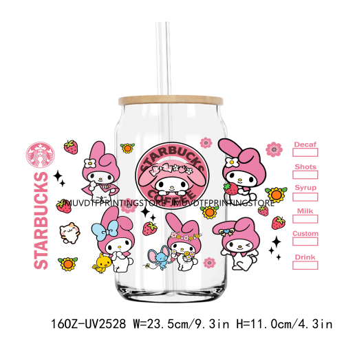 Cute Cats Cartoon Anime Animals UV DTF Sticker For 16OZ Libbey Glass Cup Can Wrap Transfer Sticker Custom Labels DIY Logo