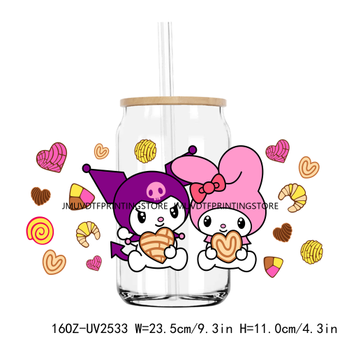 Cute Cats Cartoon Anime Animals UV DTF Sticker For 16OZ Libbey Glass Cup Can Wrap Transfer Sticker Custom Labels DIY Logo