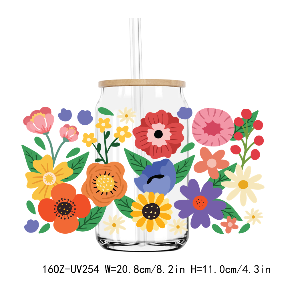 Colorful Flowers 16OZ UV DTF Stickers Wrap