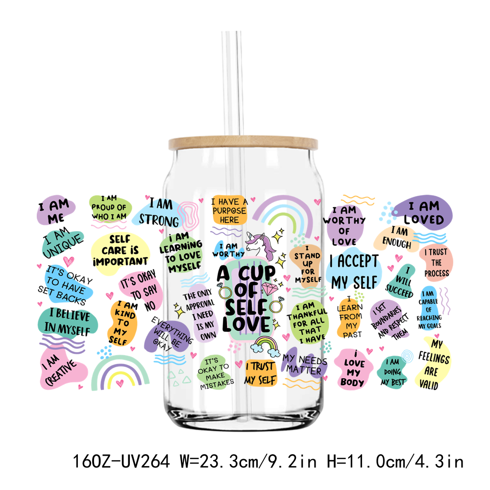 Positive Thinking Affirmations 16OZ UV DTF Stickers Wrap