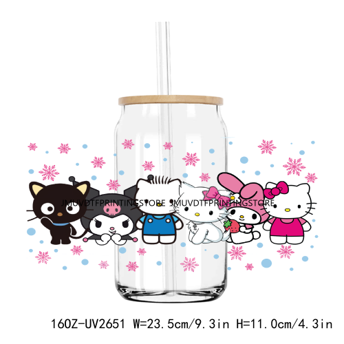 Cute Cats Cartoon Anime Animals UV DTF Sticker For 16OZ Libbey Glass Cup Can Wrap Transfer Sticker Custom Labels DIY Logo