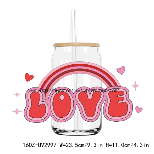 Western Valentine's Day Cowgirl 16OZ UV DTF Cup Wrap Transfers Stickers Custom Labels DIY Waterproof Logo For Libbey Glass Can