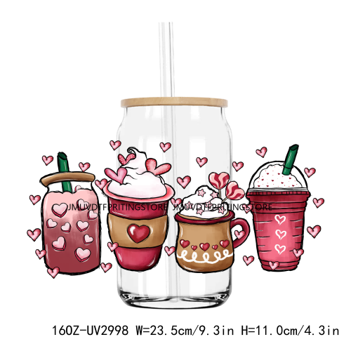 Western Valentine's Day Cowgirl 16OZ UV DTF Cup Wrap Transfers Stickers Custom Labels DIY Waterproof Logo For Libbey Glass Can