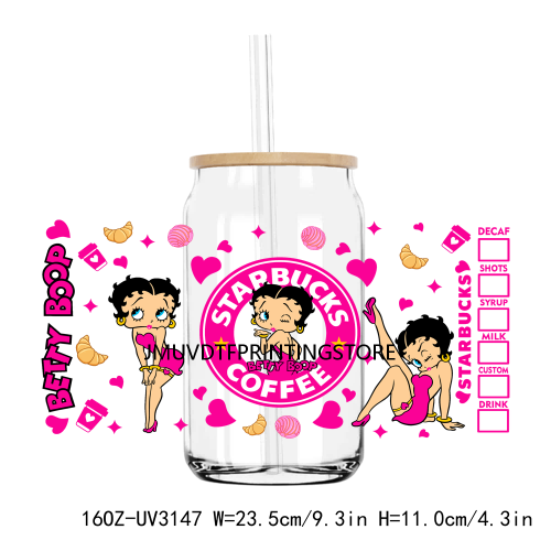 Popular Cartoon Characters Movie UV DTF Sticker For 16OZ Libbey Glass Cup Can Wrap Transfer Sticker Custom Labels DIY Logo