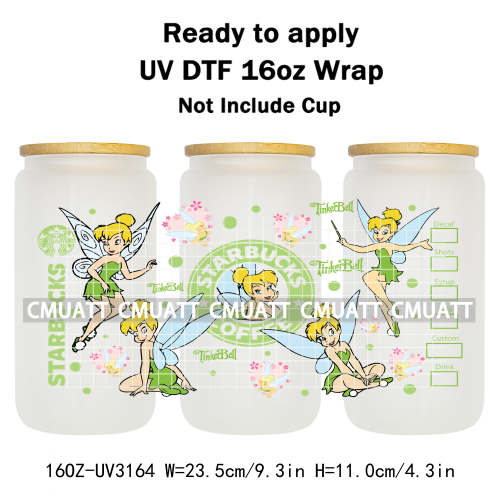 Cartoon Fly 16oz UV DTF Cup Wrap Transfers Stickers DIY Customized Selfadhesive Stickers Waterproof