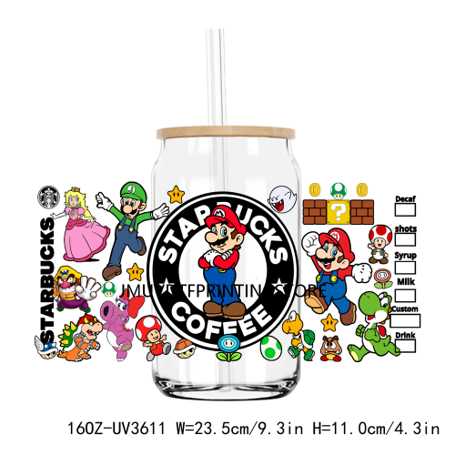 Cartoon Game Characters 16OZ UV DTF Cup Wrap Transfers Stickers Boy Girl Custom Label DIY Waterproof Logo For Libbey Glass Can