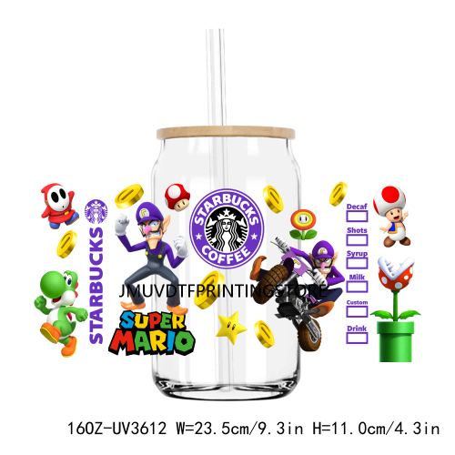 Cartoon Game Characters 16OZ UV DTF Cup Wrap Transfers Stickers Boy Girl Custom Label DIY Waterproof Logo For Libbey Glass Can