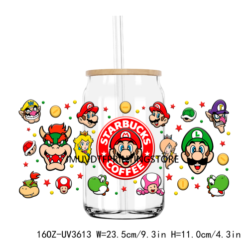 Cartoon Game Characters 16OZ UV DTF Cup Wrap Transfers Stickers Boy Girl Custom Label DIY Waterproof Logo For Libbey Glass Can