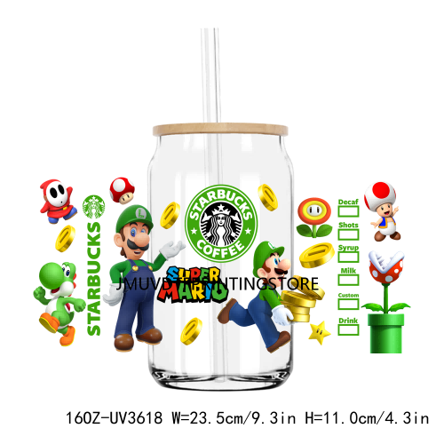 Cartoon Game Characters 16OZ UV DTF Cup Wrap Transfers Stickers Boy Girl Custom Label DIY Waterproof Logo For Libbey Glass Can