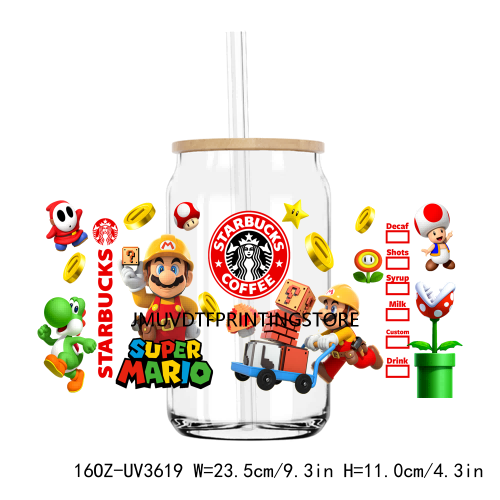 Cartoon Game Characters 16OZ UV DTF Cup Wrap Transfers Stickers Boy Girl Custom Label DIY Waterproof Logo For Libbey Glass Can