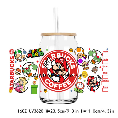 Cartoon Game Characters 16OZ UV DTF Cup Wrap Transfers Stickers Boy Girl Custom Label DIY Waterproof Logo For Libbey Glass Can